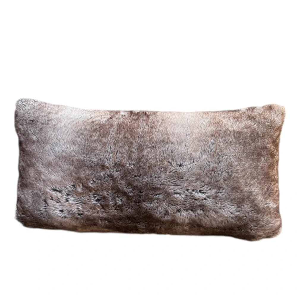 Nicole Miller Artelier Faux Fur Lumbar Pillow 100% Feather Blend 14x27